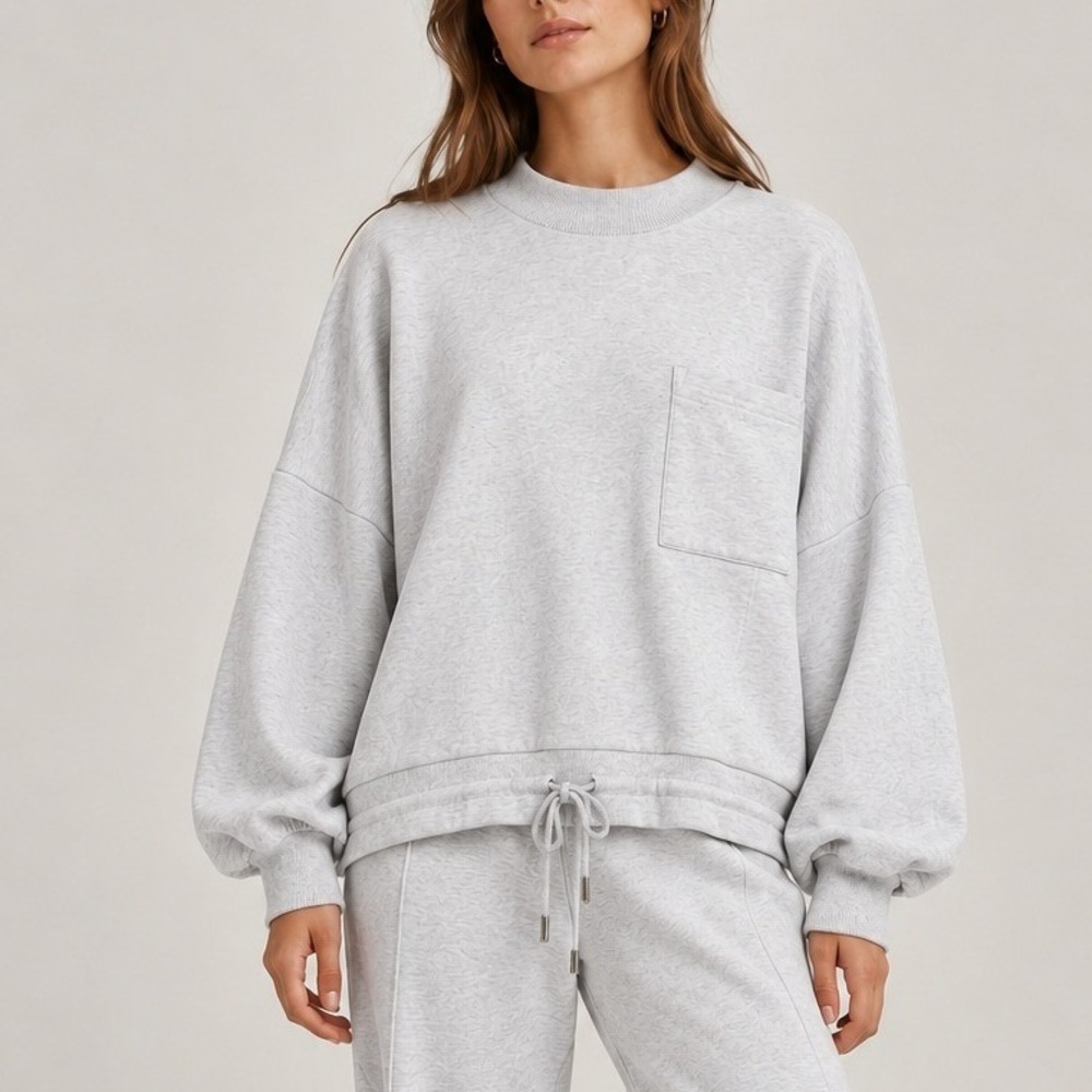 Nap Oversized High Low Sweatshirt Women Medium Heather Gray Cozy Minimal Lounge